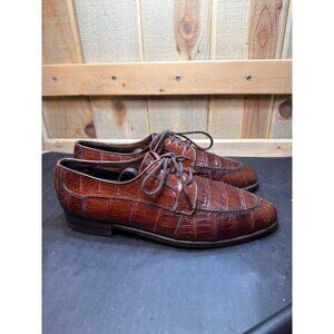 Belvedere Florence 10269 Genuine Crocodile Brown Oxford Dress Shoes 9.5 Exotic
